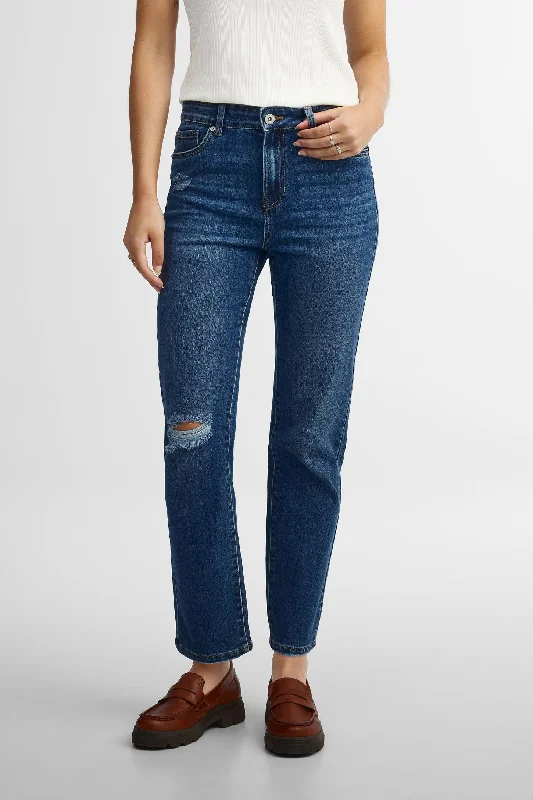 Zip-Fly Men's JeansJeans taille haute coupe droite - Femme