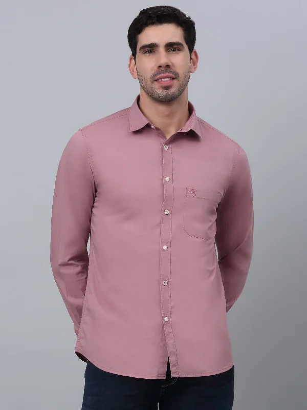 Men's Patterned Pants with StripesMen's Dark Mauve Casual Plain Full Sleeve Shirt