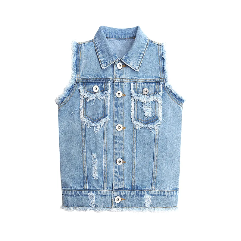 Trendy Men's JeansWashed Ripped Jean Vest Jacket Denim Vest Tops