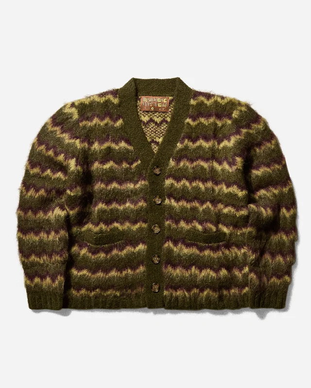 Men's Sweaters in Earthy TonesMen's Zig Zag Striped Cardigan Olive