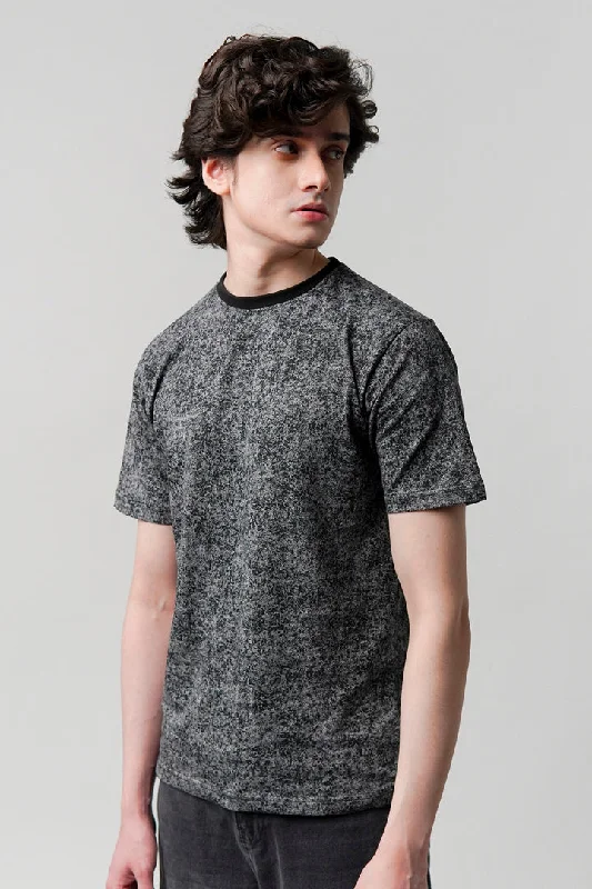 Men's Shirts for HuntingPrinted T-Shirt - Black & Grey