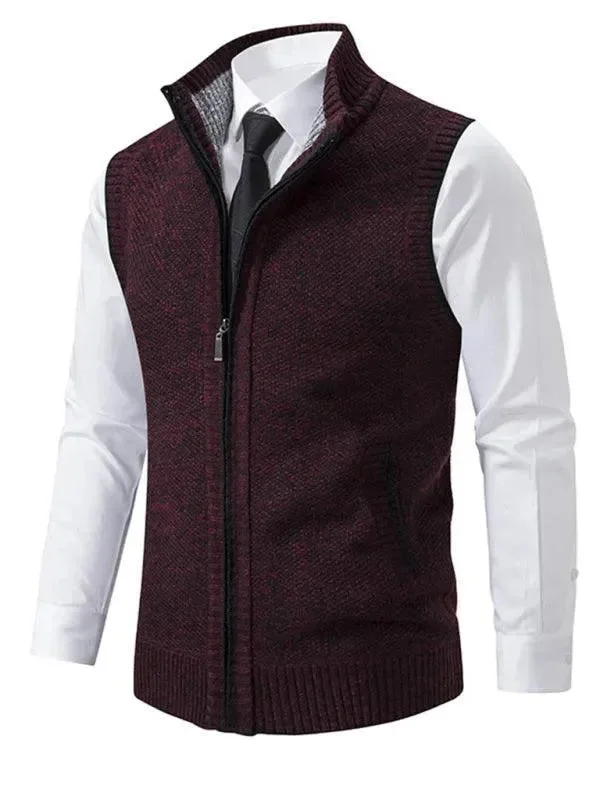 Men's Coats for Every OccasionStand Collar Sleeveless Knitted Men Vests