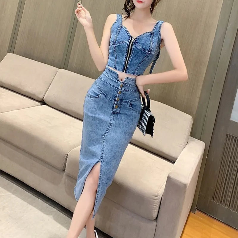 Slim-Fit Men's JeansDenim Vest High Waist Denim Skirts  Ladies