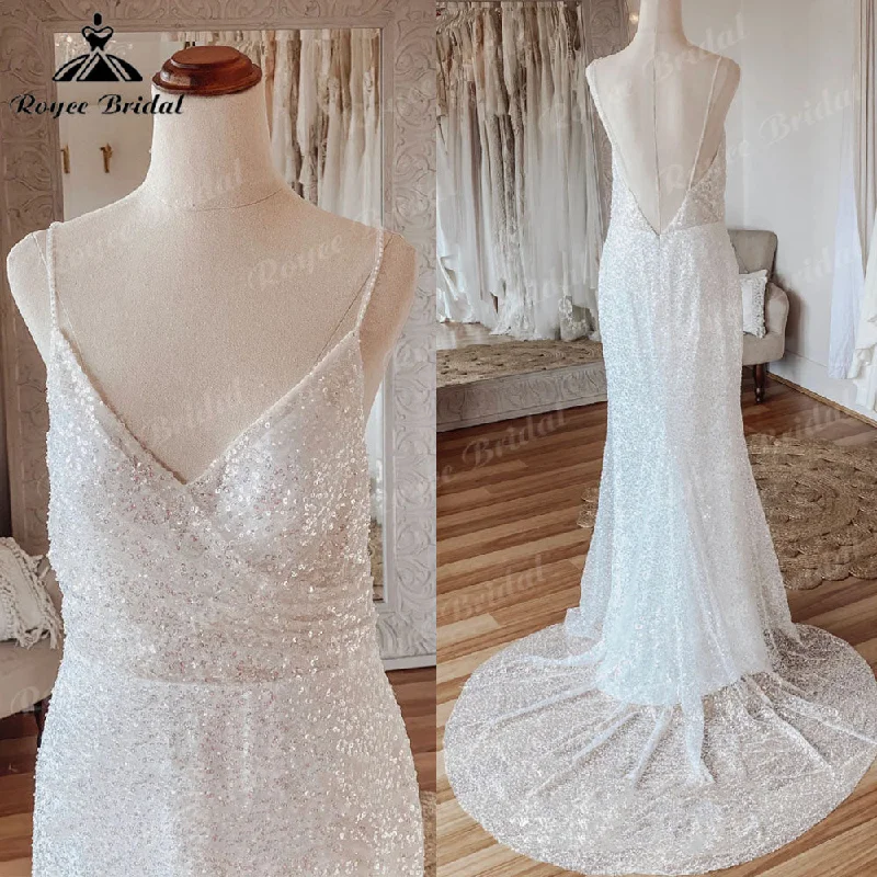 women's wrinkle-resistant dressesVestido Novia Sparkly Sequined Boho Mermaid Wedding Dress Spaghetti Straps Bridal Reception Gown Wedding Party Dress Elegant women's wrinkle-resistant dressesVestido Novia Sparkly Sequined Boho Mermaid Wedding Dress Spaghetti Straps Bridal Reception Gown Wedding Party Dress Elegant