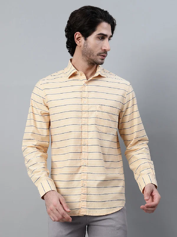 Men's Board Shorts for SurfingMen's Yellow Striped Full Sleeve Casual Shirt
