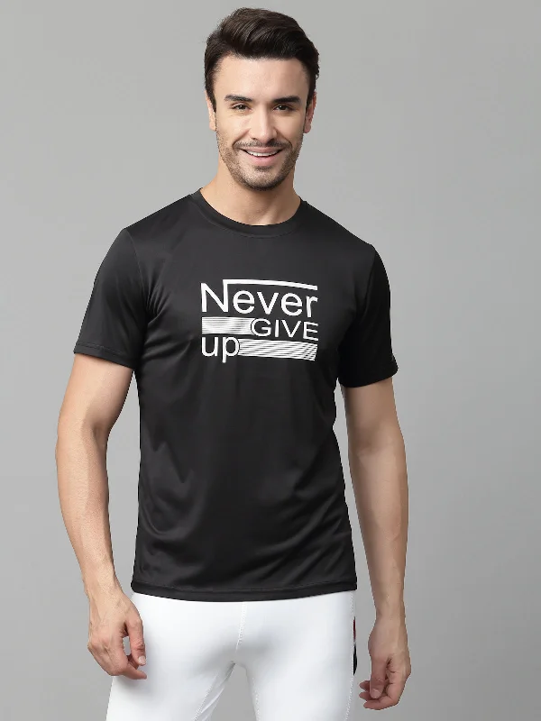 Men's Shirts with Asymmetrical HemlinesJUMP USA Mens Black Typography Printed Polyester T-shirt Men's Shirts with Asymmetrical HemlinesJUMP USA Mens Black Typography Printed Polyester T-shirt