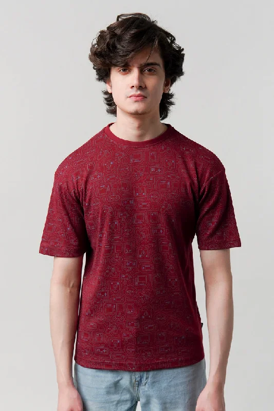 Men's Shirts with Floral PrintsPrinted T-Shirt - Red