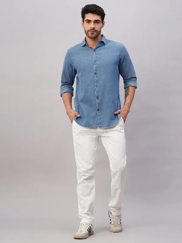 Men's Patterned Pants with Camouflage PrintsMen's Navy Cotton Slim Fit Shirt