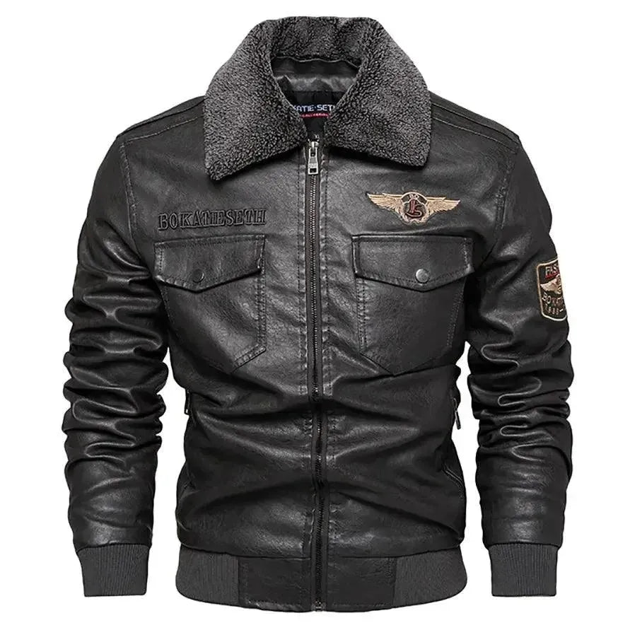 Men's Coats for Short MenMen Fleece-Leather Trucker Jacket
