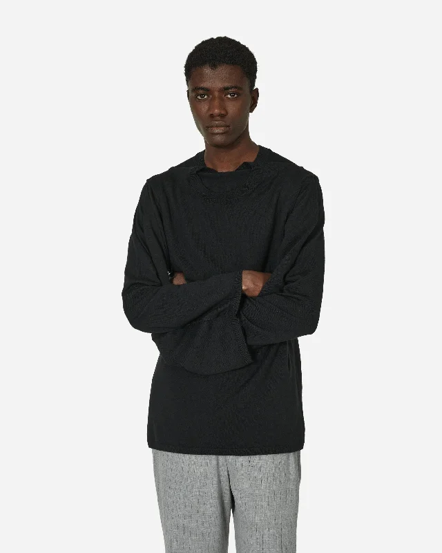 Men's Sweaters with ThumbholesDouble Neck Wool Sweater Black