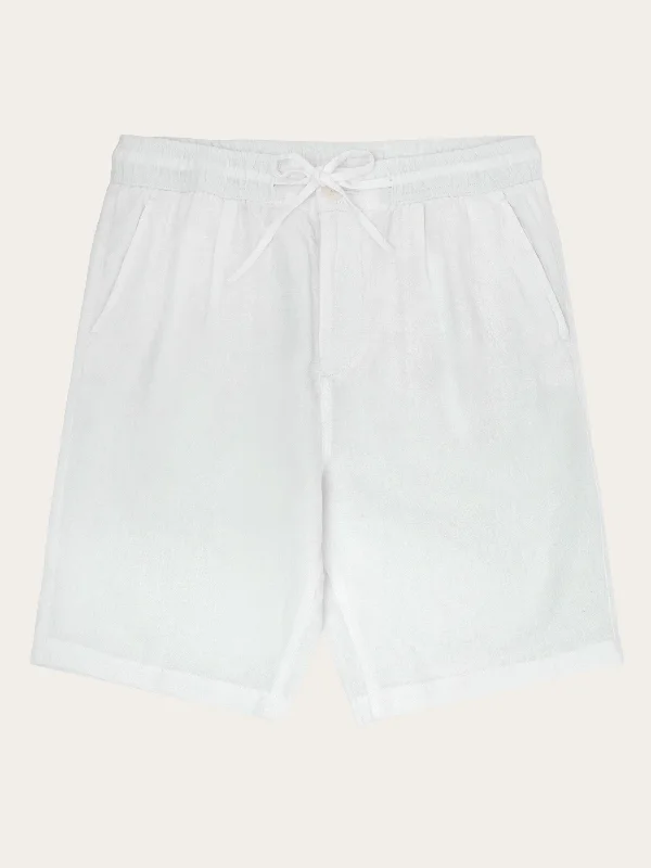 Men's Pants with Logo EmbossmentsLoose Linen shorts - Bright White