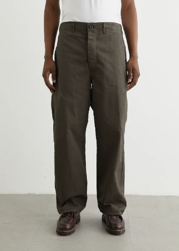 Men's Pants with Hidden ButtonsWide Fit French Work Pants