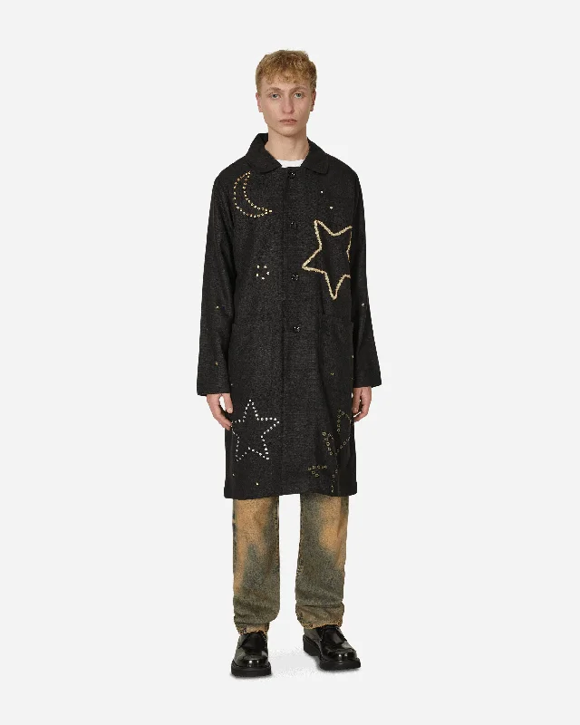 Men's Coats for Skinny MenEmbroidered Constellation Coat Black