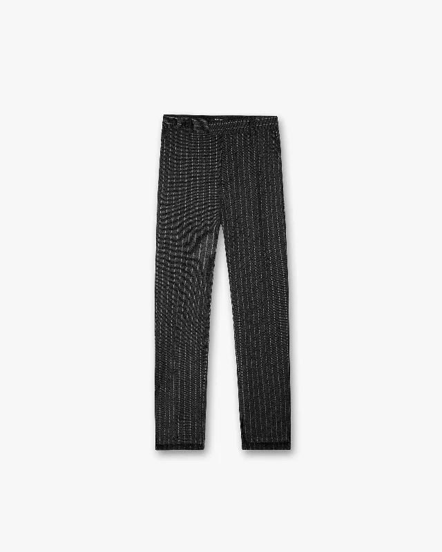 Men's Unique and Designer Bottom Wear for a Statement LookStepped Hem Pant - Black Pinstripe Men's Unique and Designer Bottom Wear for a Statement LookStepped Hem Pant - Black Pinstripe