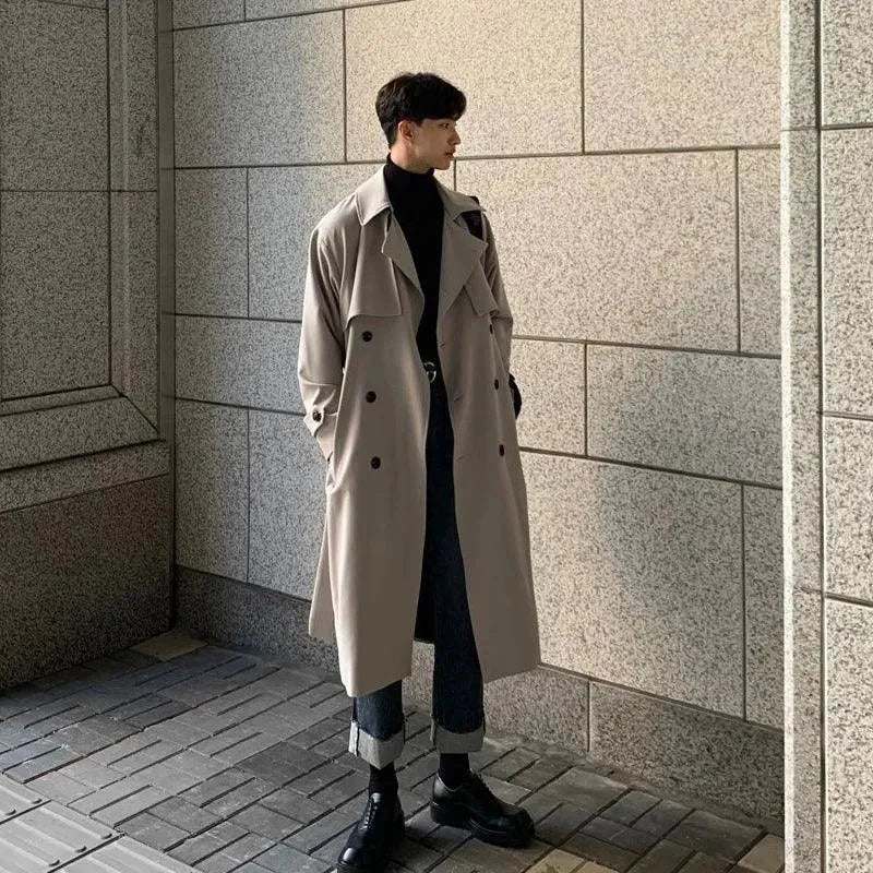 Men's Coats with Ripstop FabricFashion Long Men's Trench Overcoat