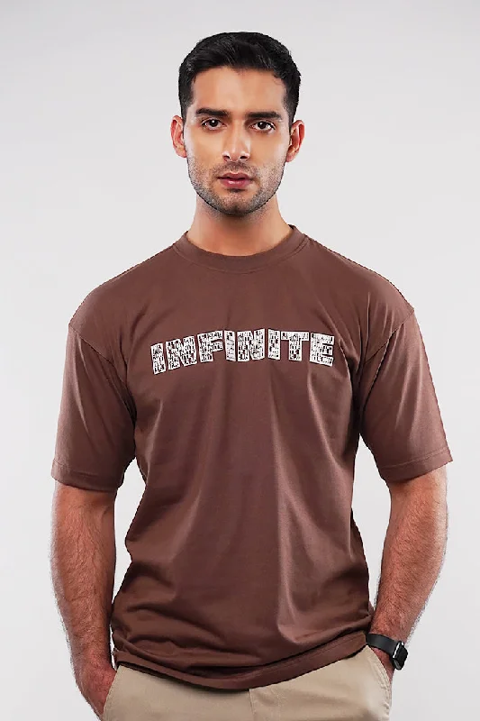 Men's Shirts with Elastic WaistbandsOversized T-Shirt - Brown