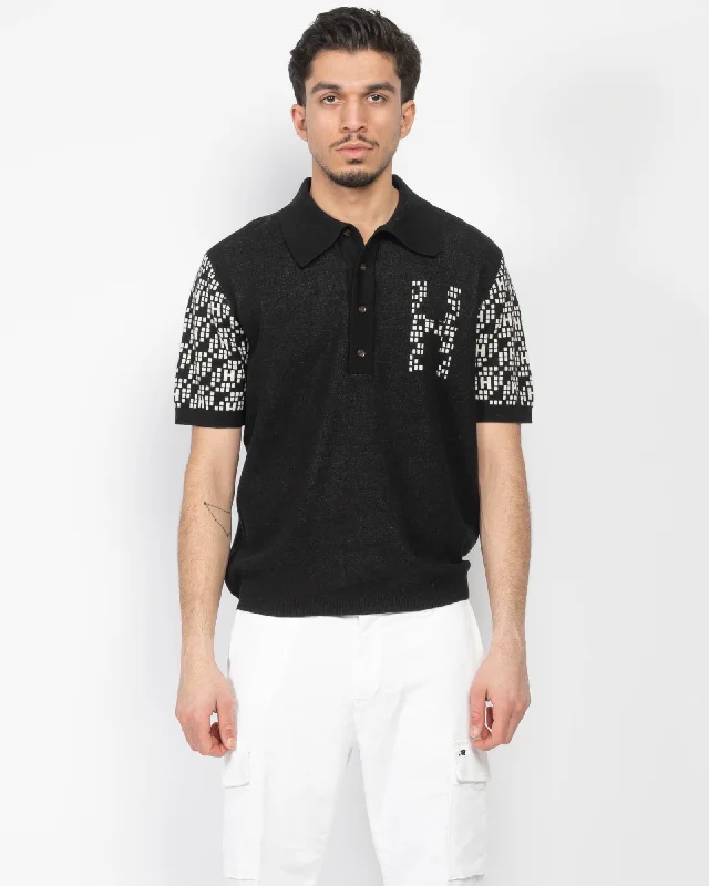 Men's Shirts with Geometric PatternsKnit 'H' Pattern Polo