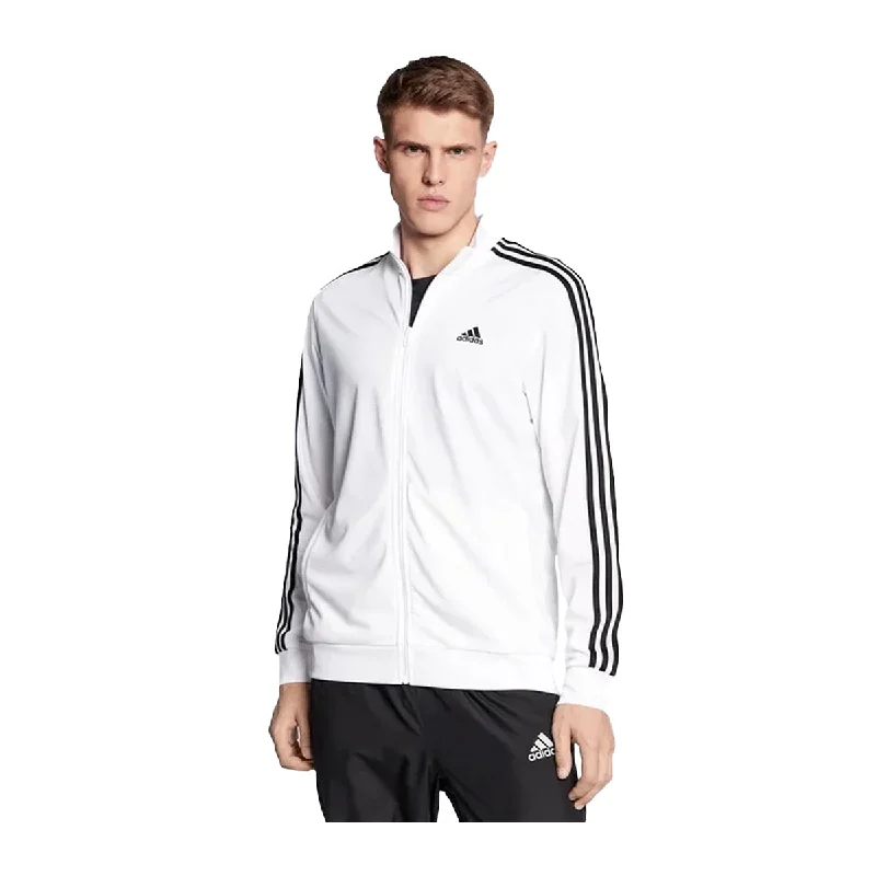 Elegant Men's Wool CoatsAdidas Mens Essentials 3 Stripes Tricot Track Jacket H46102 White/Black