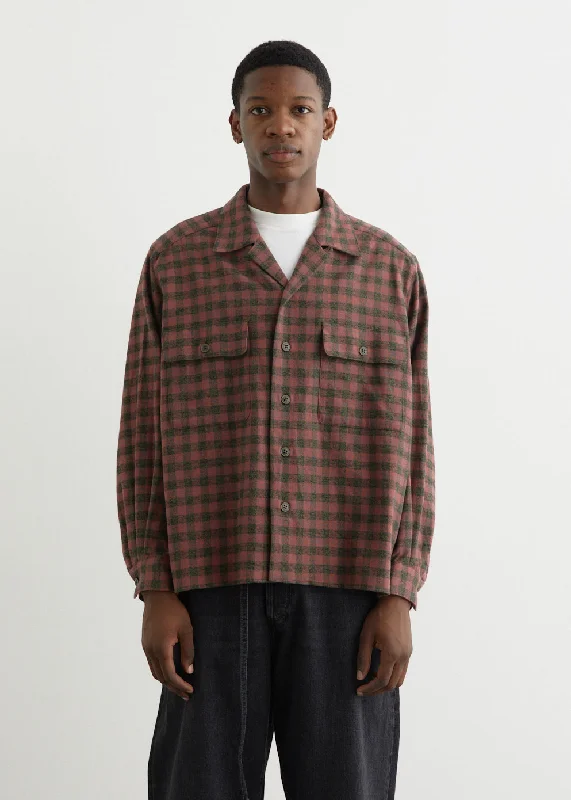 Men's Pants with Moisture-Wicking PropertiesOpen Collar Heavy Flannel Check Shirt