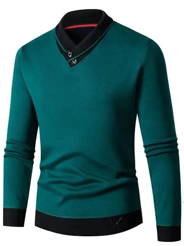 Men's Sweaters with High-Low HemlinesTurtleneck Slim Fit V-Neck Men Sweater
