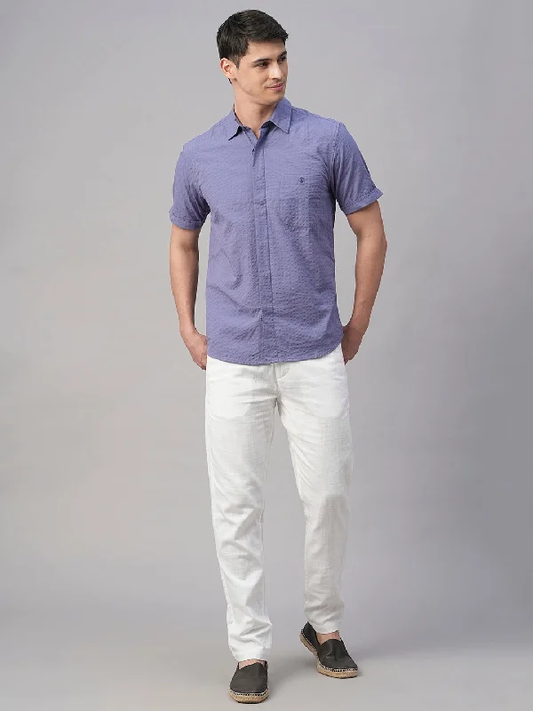 Men's Formal Trousers for BusinessMen's Blue Cotton Regular Fit Shirt