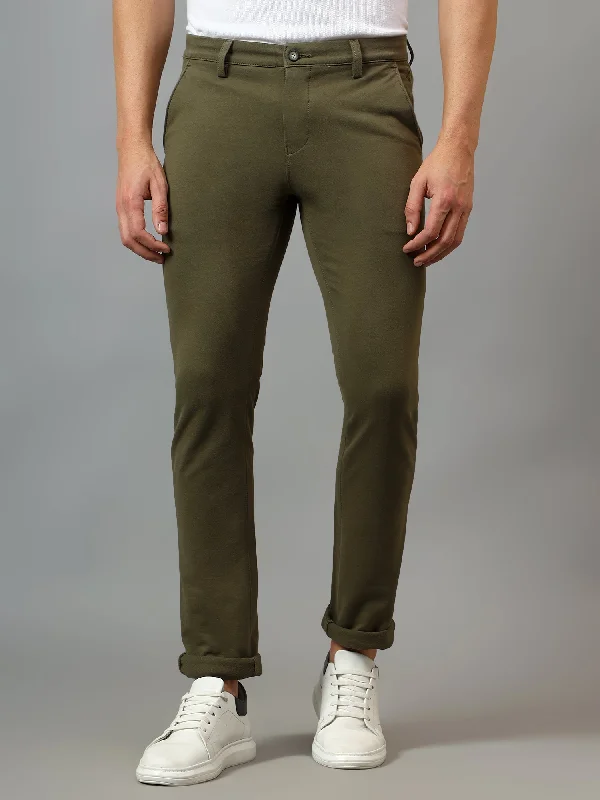 Men's Straight-Leg Jeans for a Classic FitMen's Casual Flat front Olive  Trousers