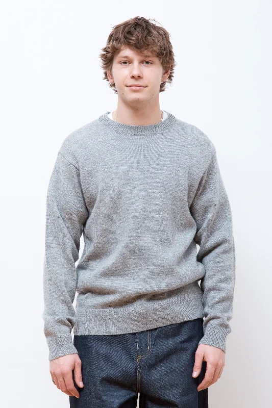 Classic Men's Wool SweatersShetland Wool Crew Light Grey Heather