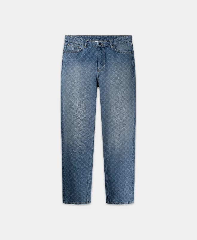 Modern Ripped and Distressed Men's JeansBlue Kibo Monogram Jeans