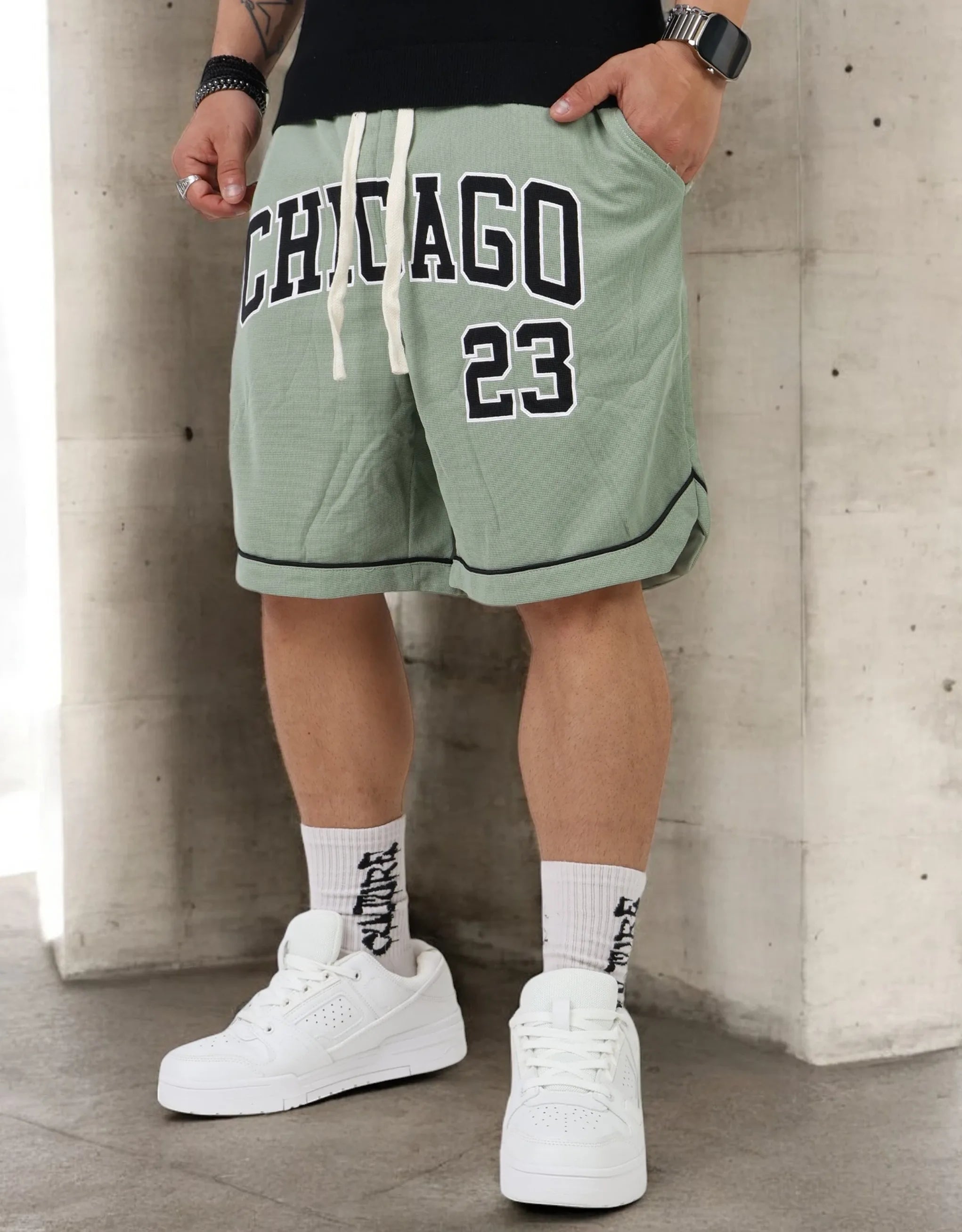 Men's Pants with Faux Leather PatchesJog Short