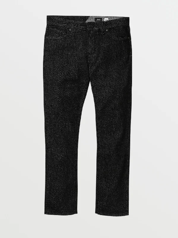 Leather Patch Embellished Men's JeansV Vorta Slim Fit Stretch Jeans - Rinsed Black