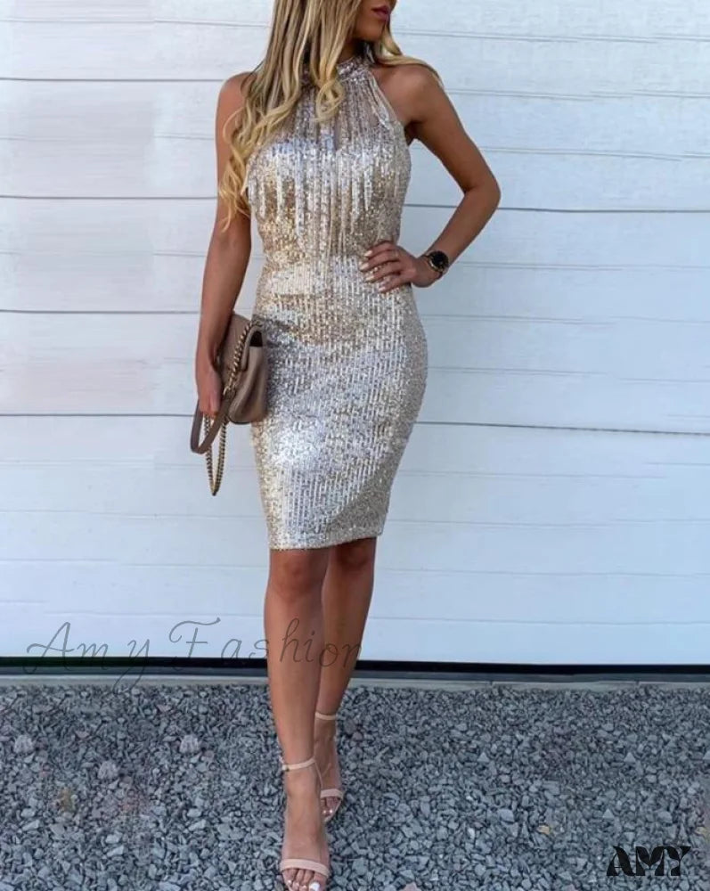 Embellished DressAmy Fashion - Sequins Sleeveless Halter Tassel Design Bodycon Party Evening Dress Embellished DressAmy Fashion - Sequins Sleeveless Halter Tassel Design Bodycon Party Evening Dress