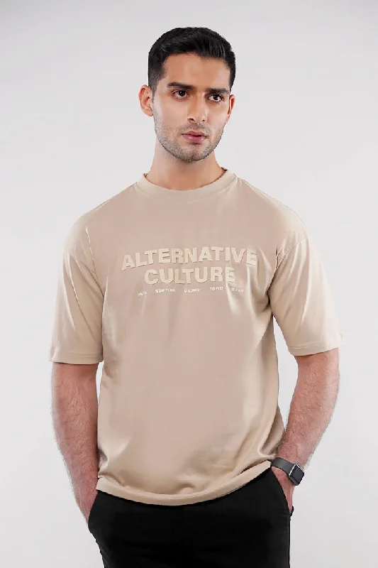 Men's Shirts for Beach OutingsOversized T-Shirt - Beige