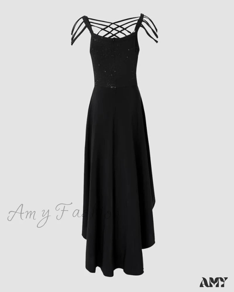Neon DressAmy Fashion - V-Neck Sleeveless Crisscross Tassel Design High Low Hem Glitter Party Dress Neon DressAmy Fashion - V-Neck Sleeveless Crisscross Tassel Design High Low Hem Glitter Party Dress