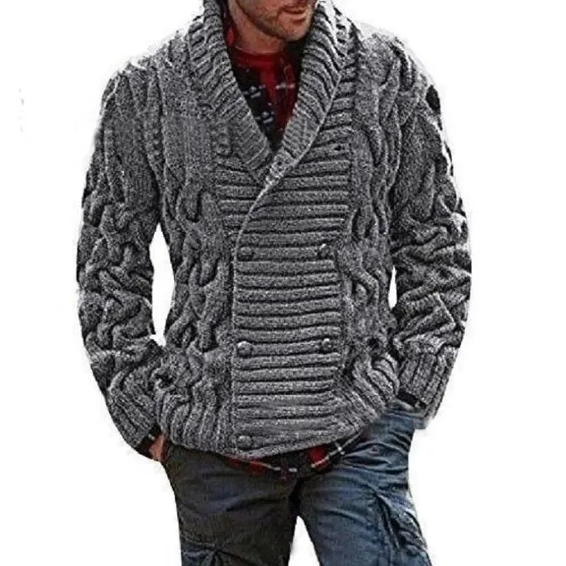 Men's Sweaters with Pleated DesignsCrocheted Double-Breast Cardigan For Men