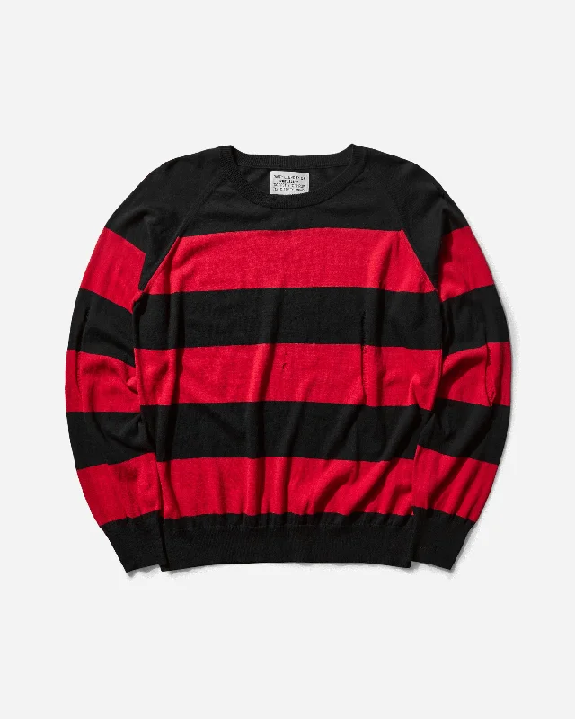 Men's Sweaters with Cable PatternsDamaged Stripe Jumper Black / Red