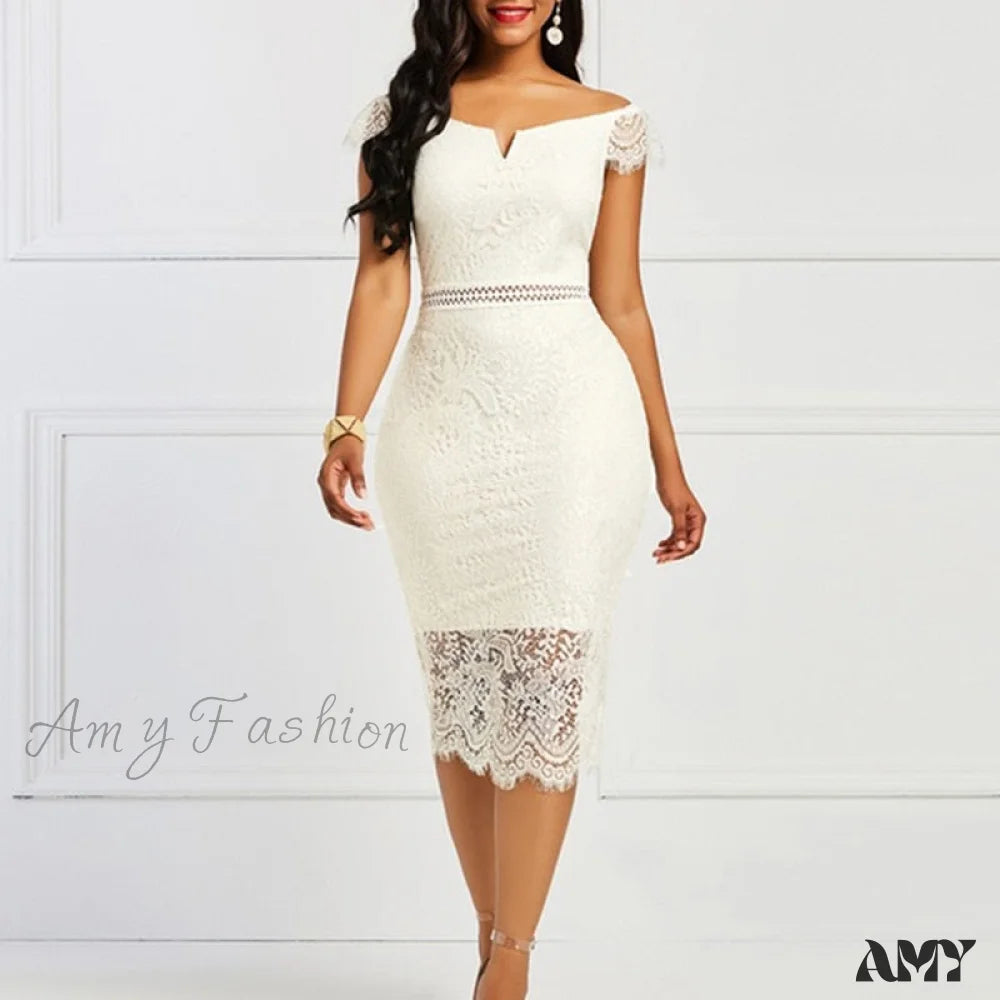 Sheath DressAmy Fashion - Lace Hollow Backless Elegant Party Chic Retro Dress