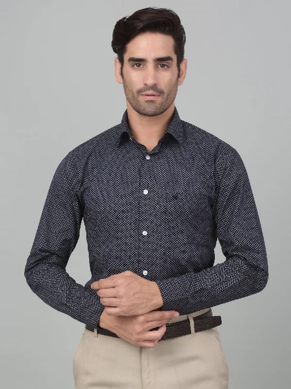 Men's Elastic-Waisted Pants for Easy MovementMen's Navy Blue Formal Geometric Print Full Sleeve Shirt Men's Elastic-Waisted Pants for Easy MovementMen's Navy Blue Formal Geometric Print Full Sleeve Shirt