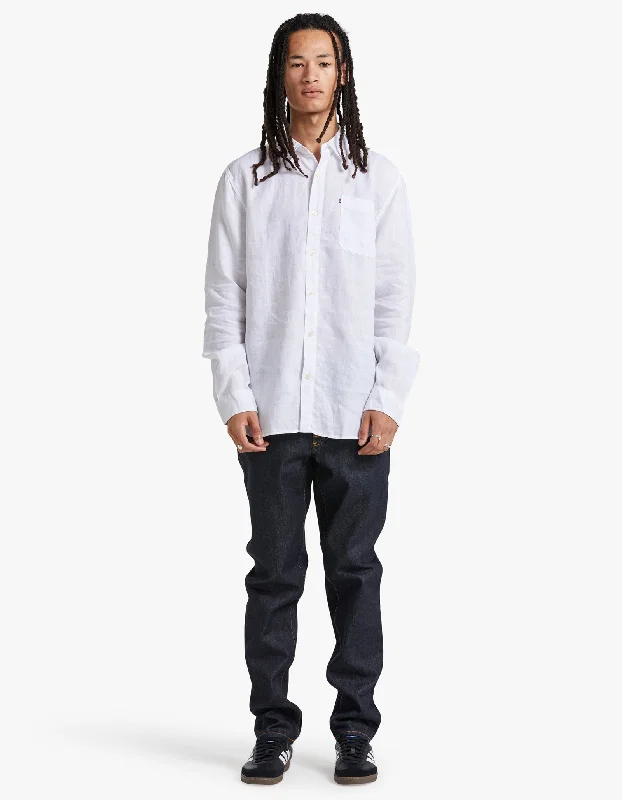 Men's Pants with Contrast Fabric PanelsHampton Linen Shirt - White