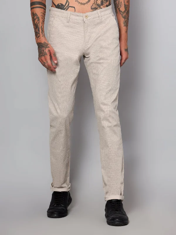 Men's Patterned Pants with Animal PrintsMen's Casual Flat front Beige  Trousers