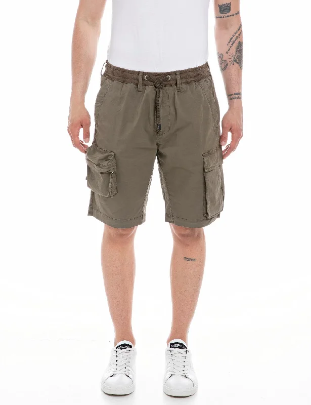 Men's Pants with Adjustable CuffsID70007-Replay Dark Mud Combat Shorts