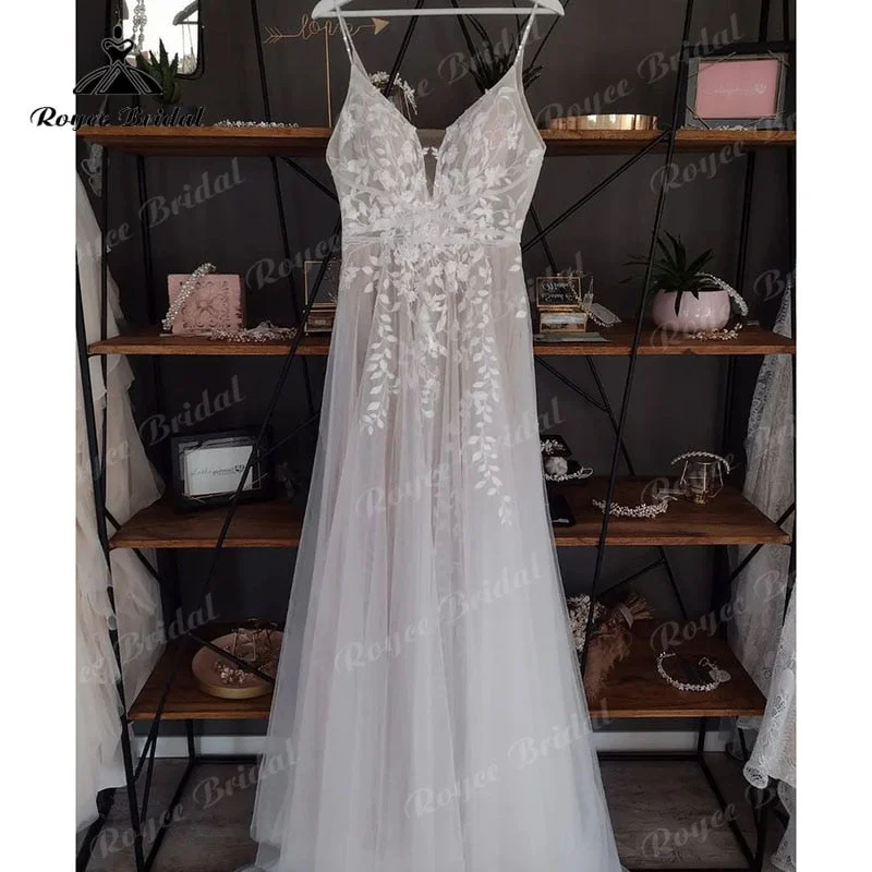 women's everyday dressesRoycebridal Modern Spaghetti Straps V Neck Lace Wedding Dress Appliques Boho 2025 A Line Beach Backless vestido bohemio boda Wedding Gowns women's everyday dressesRoycebridal Modern Spaghetti Straps V Neck Lace Wedding Dress Appliques Boho 2025 A Line Beach Backless vestido bohemio boda Wedding Gowns