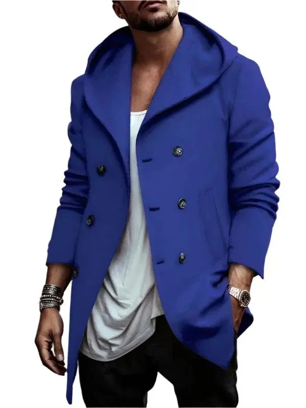 Men's Coats with Down InsulationHooded Men Double-Breasted Winter Coat