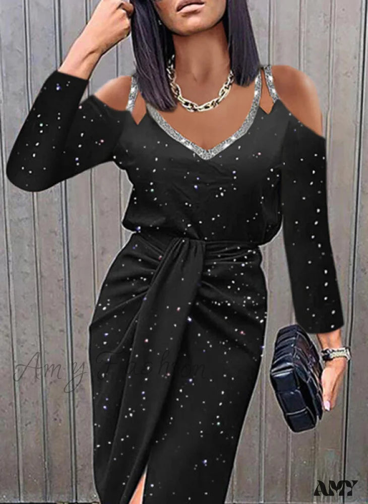 Casual Chic DressAmy Fashion - asual V-neck Lace Long Sleeve Elegant Party Dress
