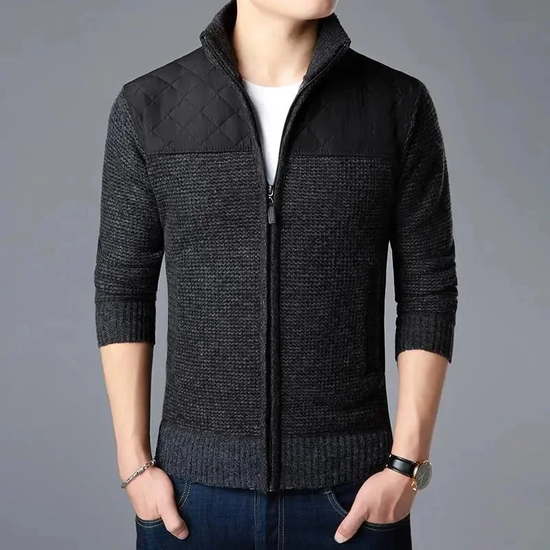 Men's Sweaters with Patchwork DesignsParka-Casual Cardigan Sweaters For Men