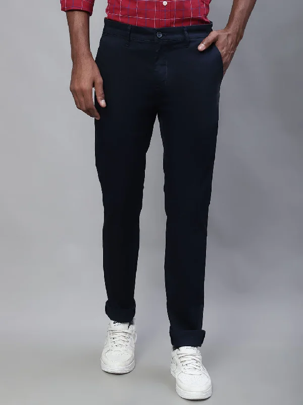 Men's Pants with Ripped and Distressed DetailsMen's Casual Flat front Navy Blue Trousers Men's Pants with Ripped and Distressed DetailsMen's Casual Flat front Navy Blue Trousers