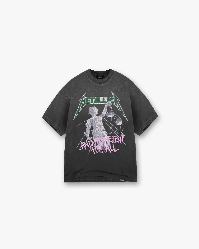 Men's Shirts with Scoop NecksRepresent X Metallica Justice T-Shirt - Stained Black Men's Shirts with Scoop NecksRepresent X Metallica Justice T-Shirt - Stained Black