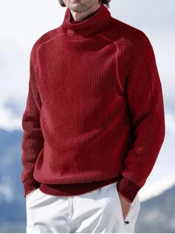 Men's Sweaters with Asymmetrical HemlinesKnitted Men Turtleneck Sweater