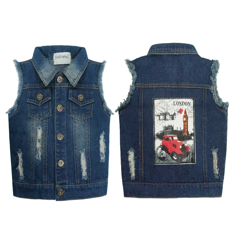 Latest Designer Men's JeansToddler Ripped Sleeveless Jacket Printed Denim Jacket Vest Latest Designer Men's JeansToddler Ripped Sleeveless Jacket Printed Denim Jacket Vest