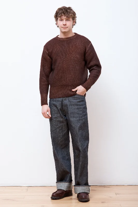Men's Sweaters with EmbellishmentsLot.519 Athletic Crewneck Sweater Brown