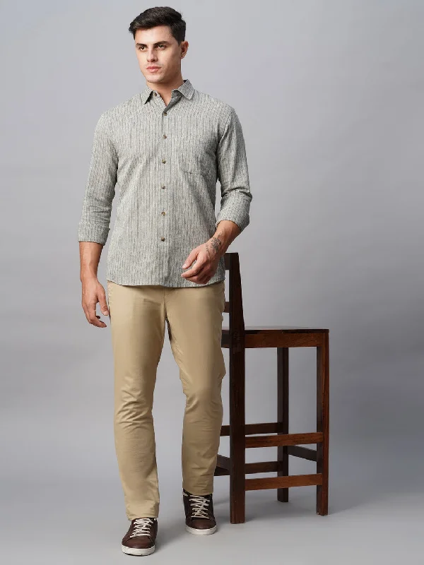 Men's Pants with Contrast WaistbandsMen's Green Linen Cotton Regular Fit Striped Shirt Men's Pants with Contrast WaistbandsMen's Green Linen Cotton Regular Fit Striped Shirt